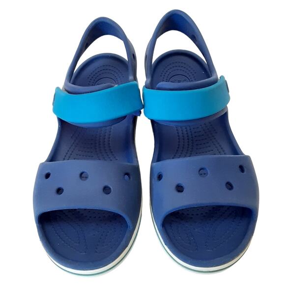 Crocs Crocband Sandals Blue Adjustable Hook & Loop Strap Juniors 3 Water Shoes - Picture 4 of 9
